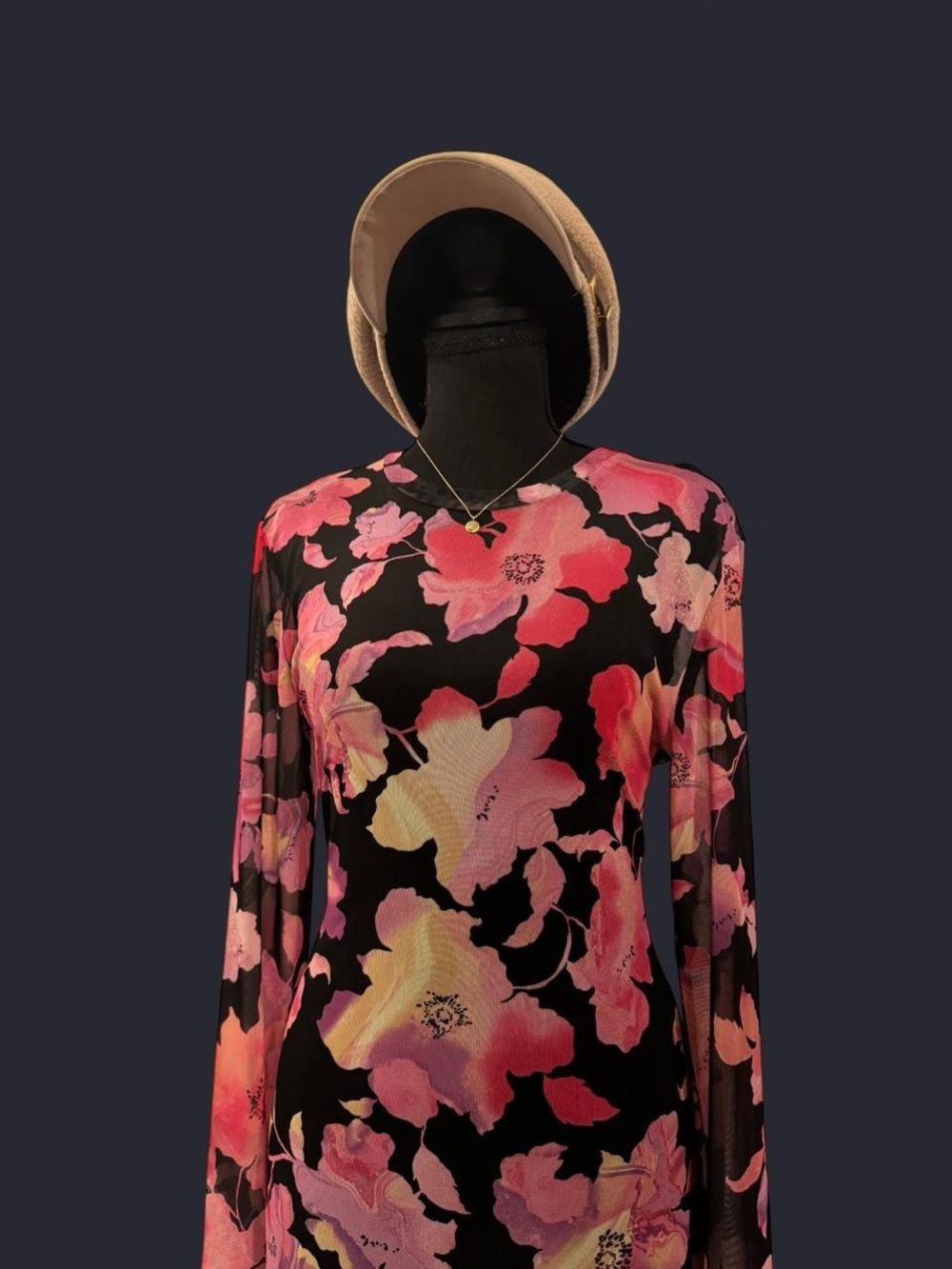 AFRM Black Maxi Dress with Pink, Coral & Yellow Floral Print - Picture 2 of 8